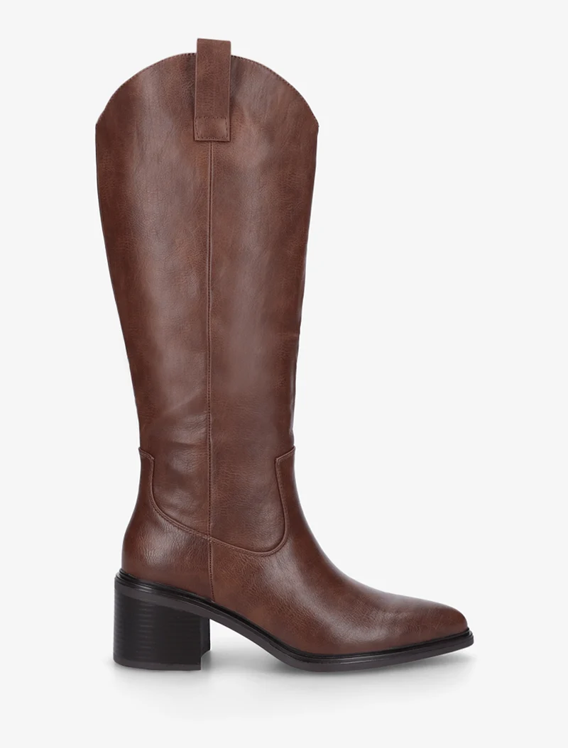 Bottes en simili à bouts pointus - Marron