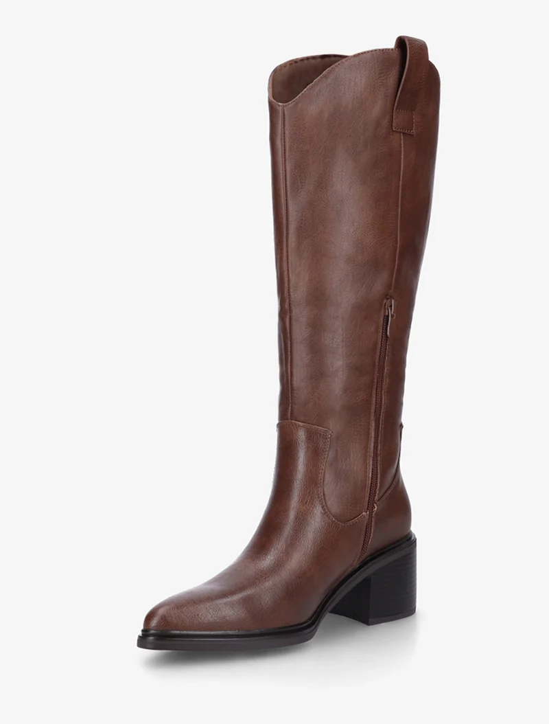 Bottes en simili à bouts pointus - Marron