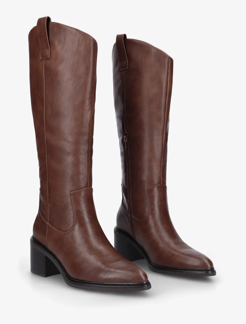 Bottes en simili à bouts pointus - Marron