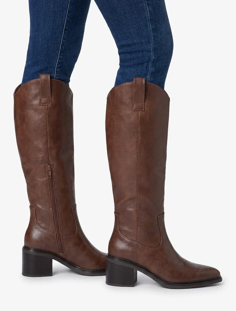 Bottes en simili à bouts pointus - Marron