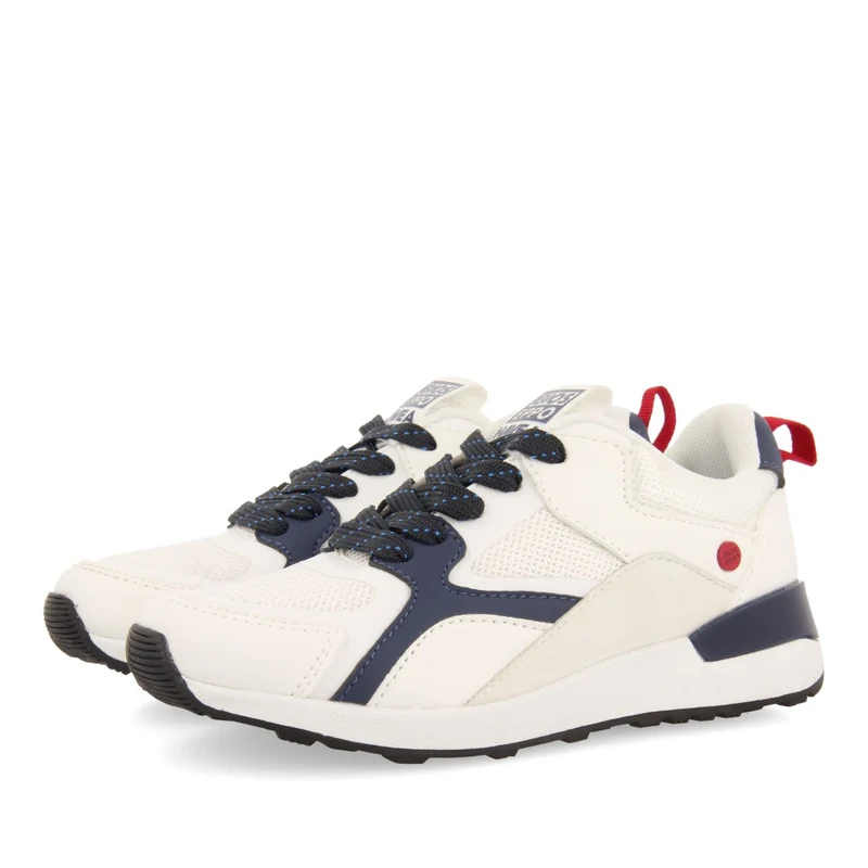 WHITE RETRO STYLE SNEAKERS WITH COLORFUL DETAILS FOR BOYS AND GIRLS ZAPOD