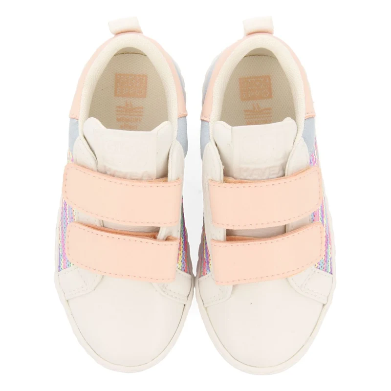 WHITE SNEAKERS WITH MULTICOLOR SEQUINS FOR GIRL AND BOY GLENVAR