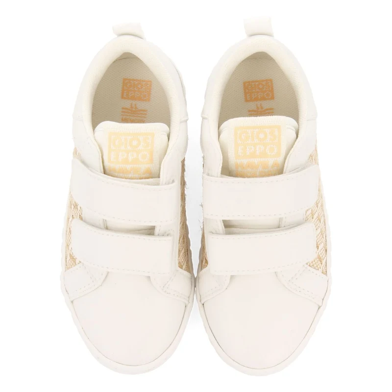 WHITE SNEAKERS WITH RAFIA PRINT FOR GIRL AND BOY ERSEKE
