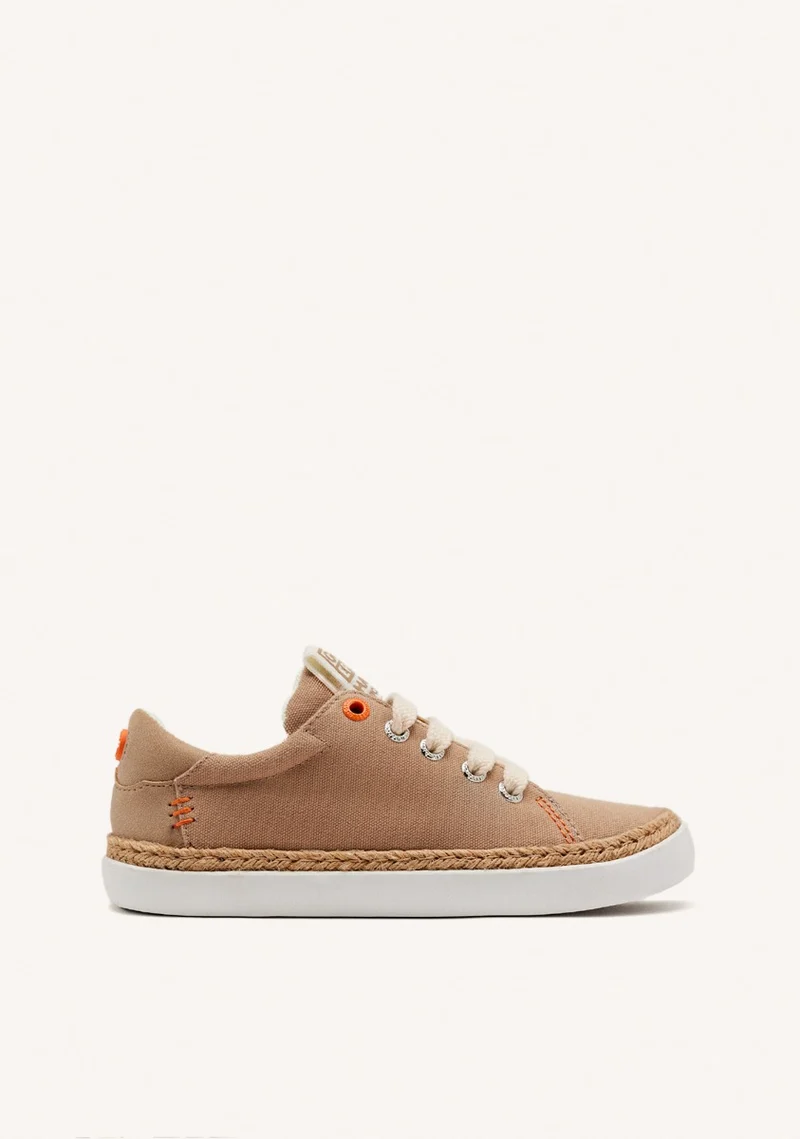 BEIGE SNEAKERS WITH RAFFIA DETAIL AND COLOR ACCENTS FOR BOYS AND GIRLS TUNJE