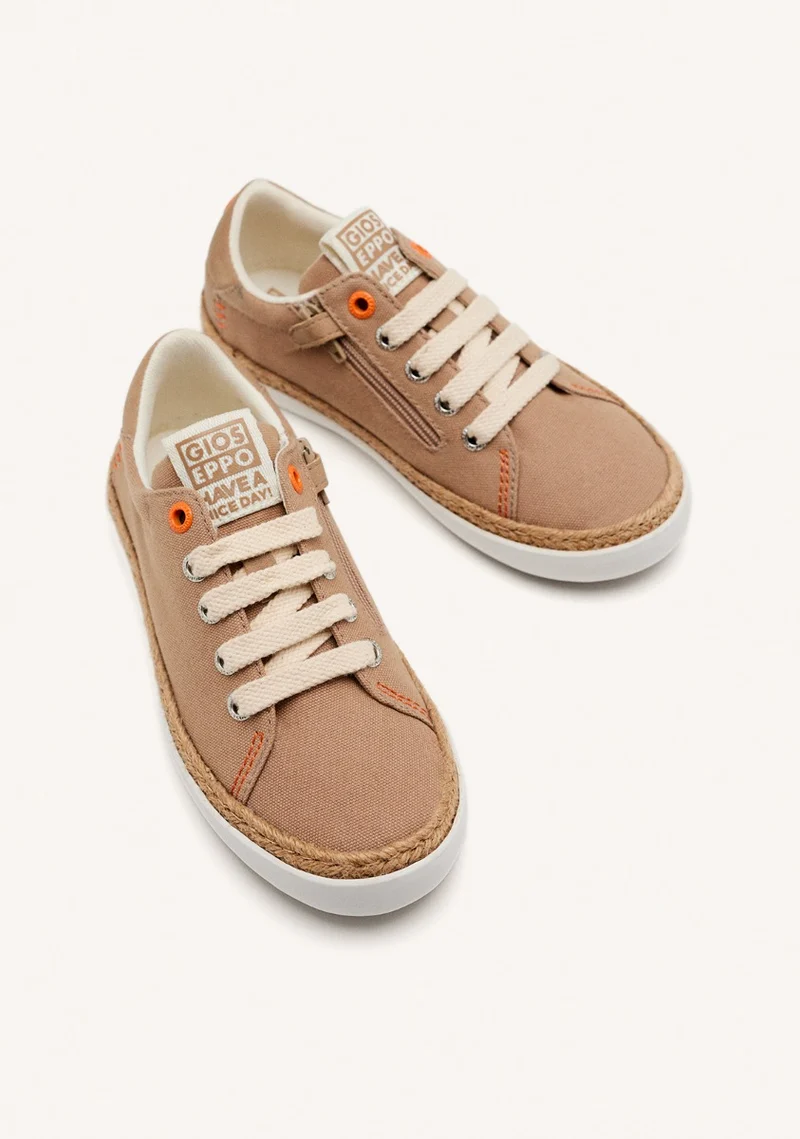 BEIGE SNEAKERS WITH RAFFIA DETAIL AND COLOR ACCENTS FOR BOYS AND GIRLS TUNJE
