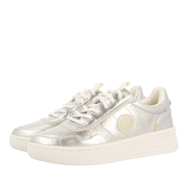 SILVER SNEAKERS WITH RETRO STYLE PERFORATIONS FOR GIRL AND BOY CARRICK