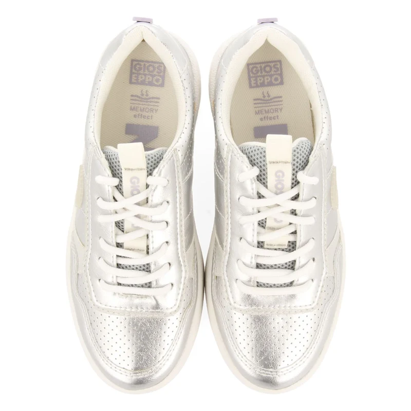 SILVER SNEAKERS WITH RETRO STYLE PERFORATIONS FOR GIRL AND BOY CARRICK