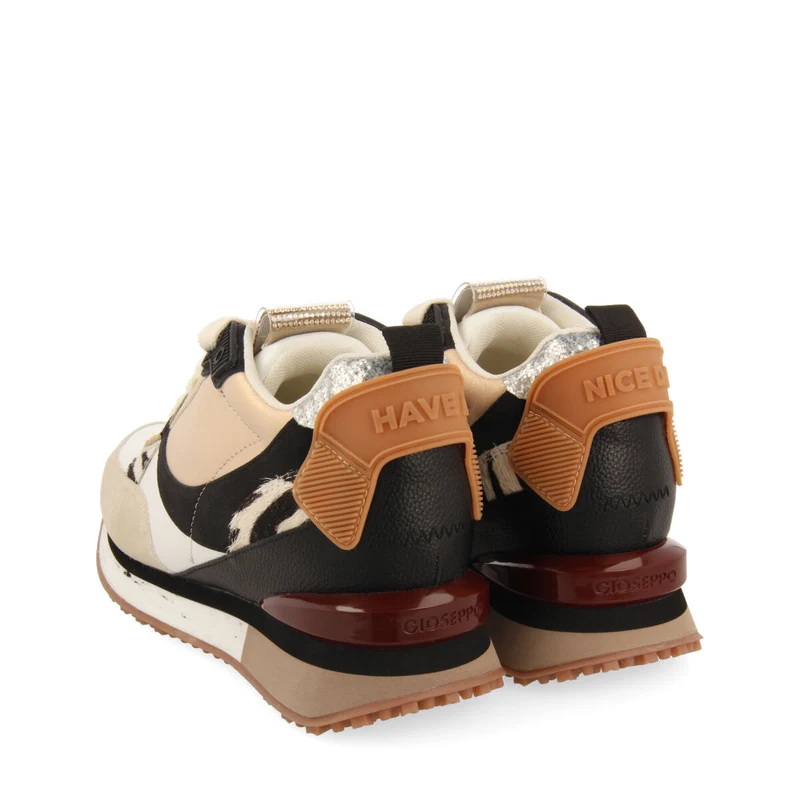 Onida women's white sneakers with mixed prints and inner wedges