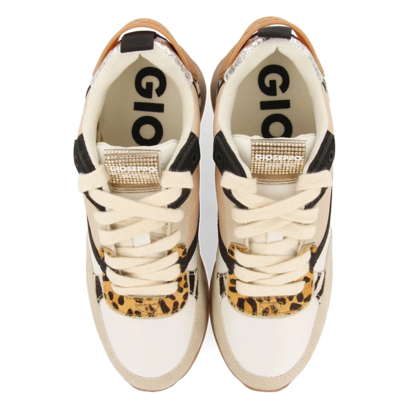 Onida women's white sneakers with mixed prints and inner wedges