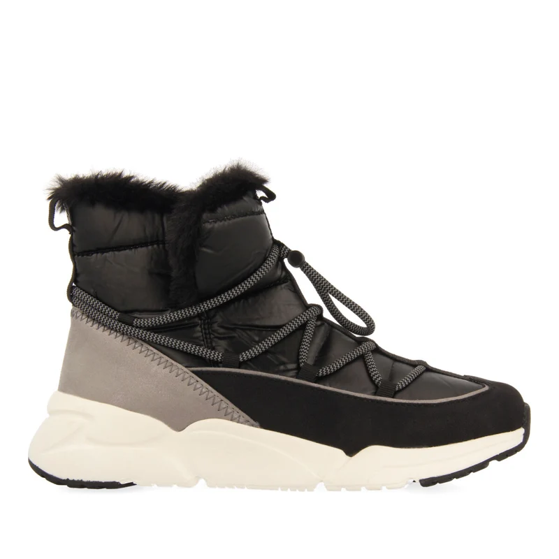 Flirch women's black lace-up winter boot-style sneakers
