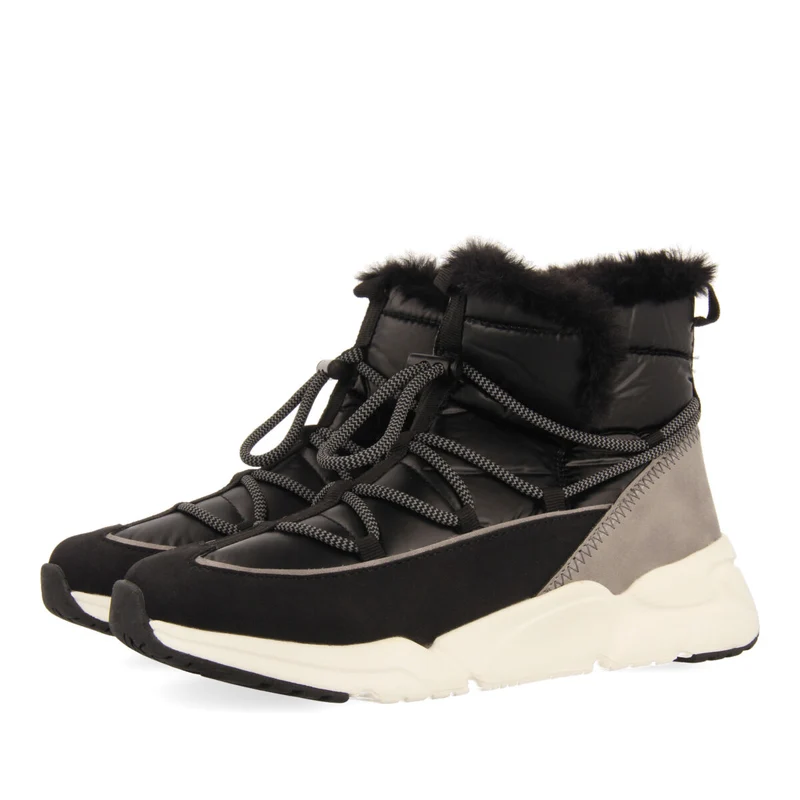 Flirch women's black lace-up winter boot-style sneakers