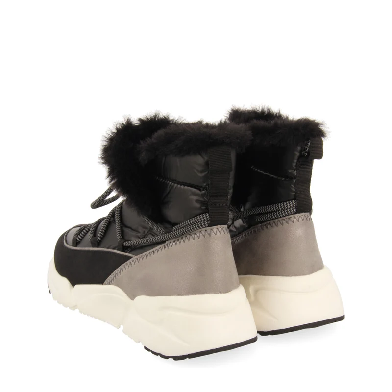Flirch women's black lace-up winter boot-style sneakers