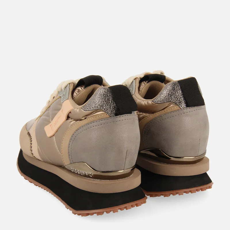 Anif women's cushioned gold monochrome sneakers with details and inner wedges