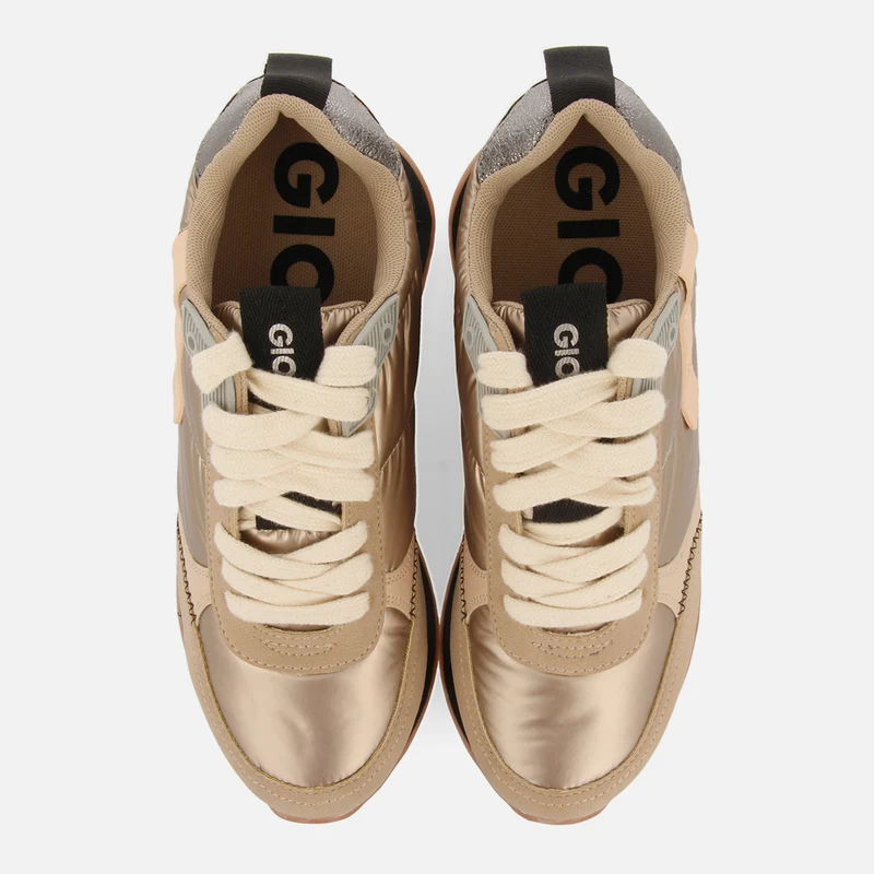Anif women's cushioned gold monochrome sneakers with details and inner wedges