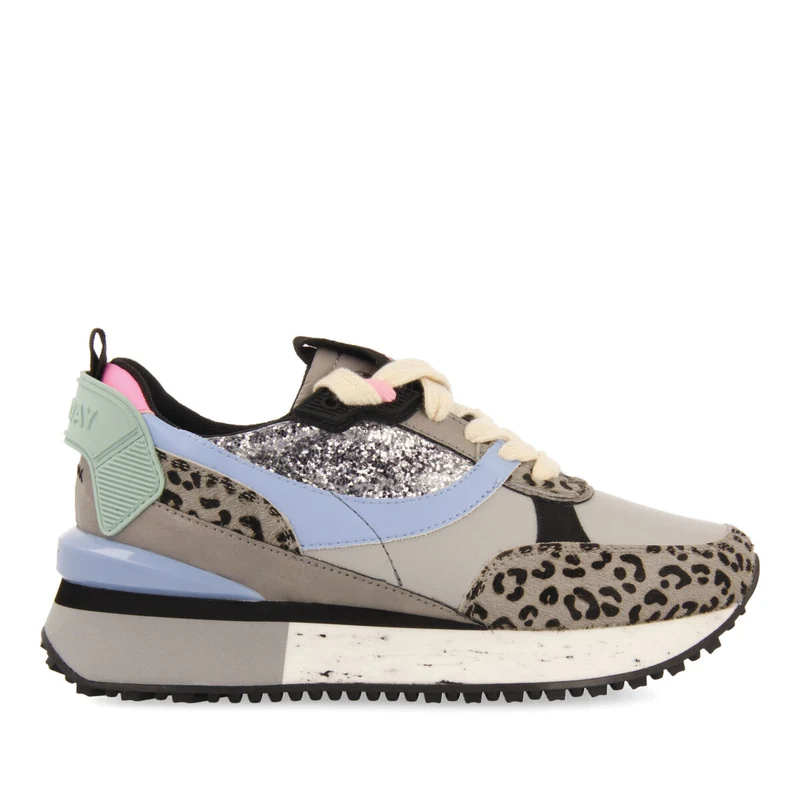 Obsteig women's grey sneakers with mixed prints