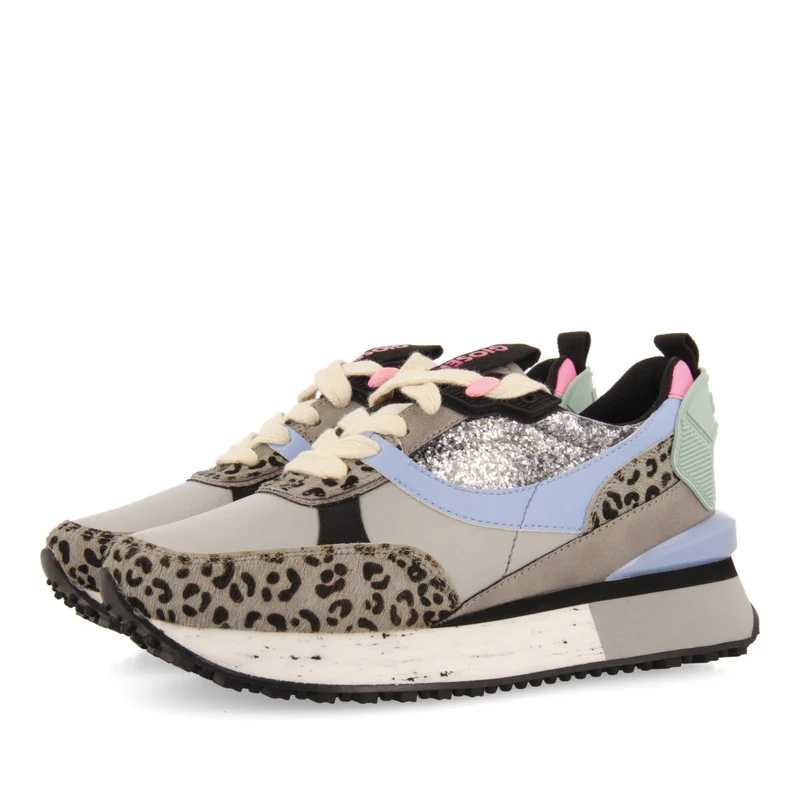 Obsteig women's grey sneakers with mixed prints