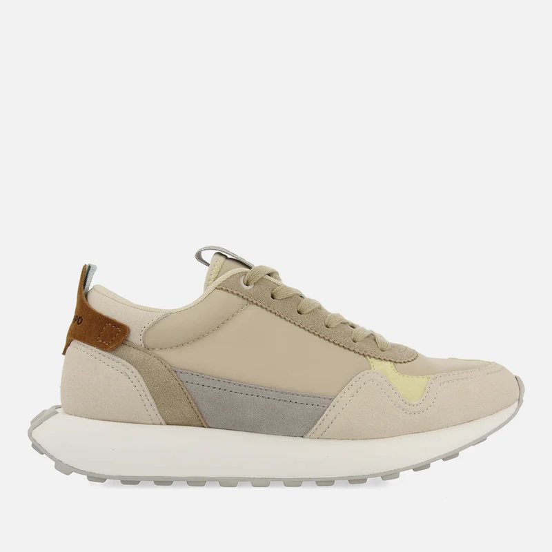 Carluke men's beige retro sneakers with contrasting colours