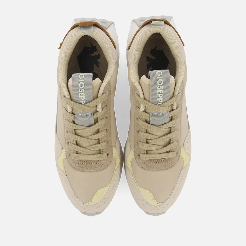 Carluke men's beige retro sneakers with contrasting colours