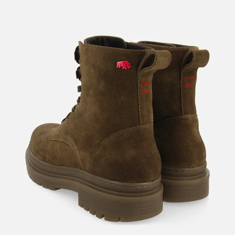 Forsol men's khaki split-suede lace-up boots