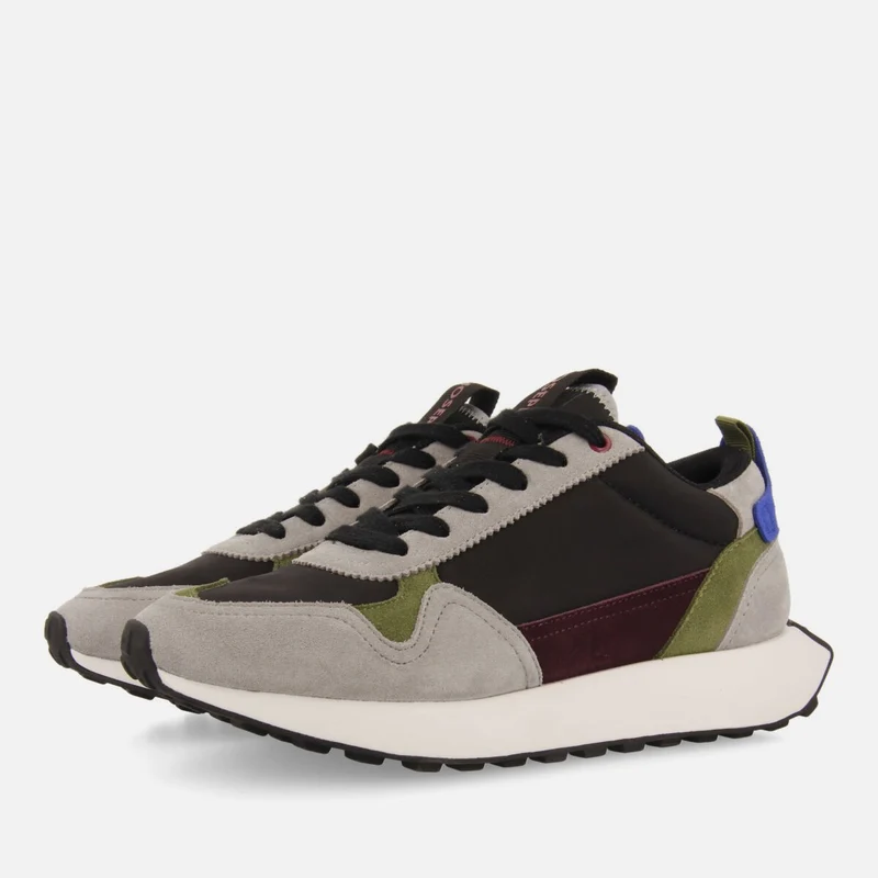 Carluke men's black retro sneakers with contrasting colours