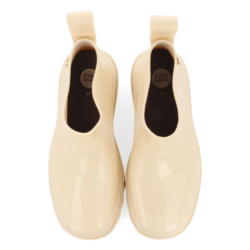 Letcher women's short beige clog-style welly boots