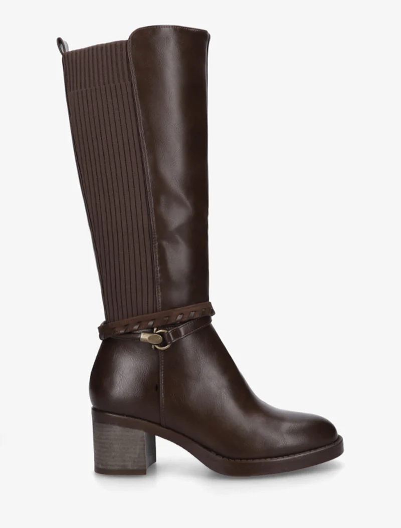 Bottes en simili à sangles fantaisies - Marron