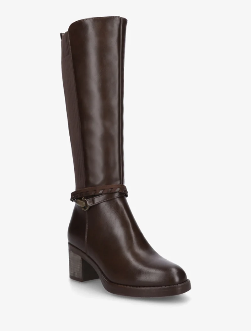 Bottes en simili à sangles fantaisies - Marron