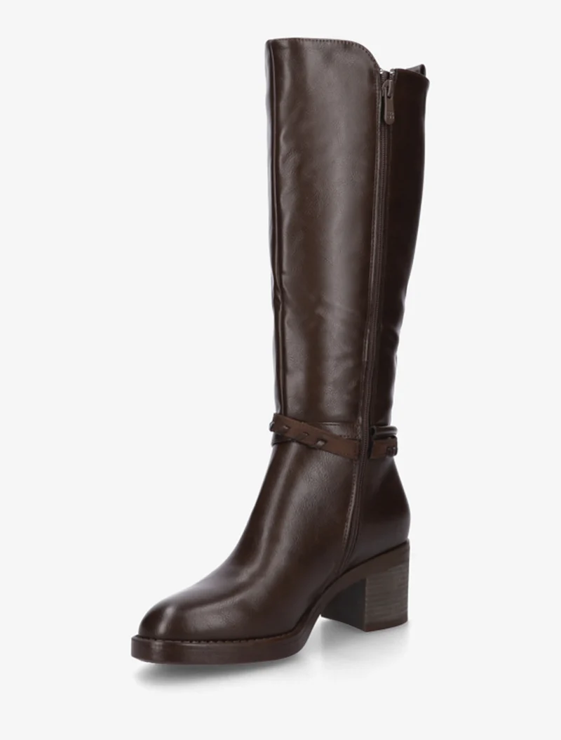 Bottes en simili à sangles fantaisies - Marron