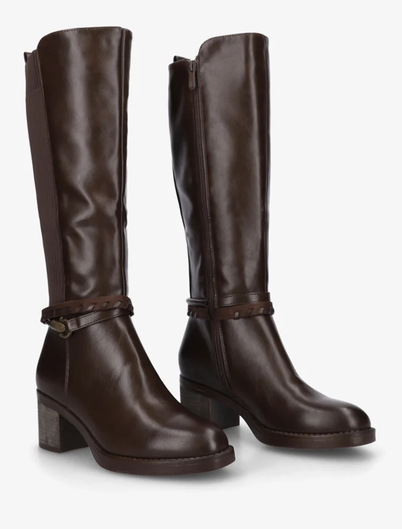 Bottes en simili à sangles fantaisies - Marron