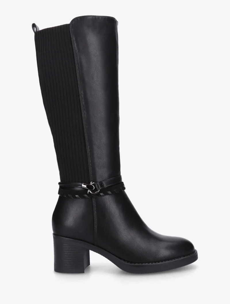 Bottes en simili à sangles fantaisies - Noir