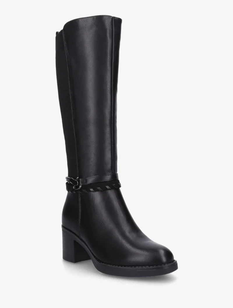 Bottes en simili à sangles fantaisies - Noir