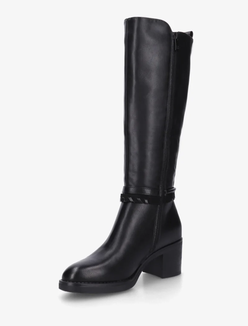 Bottes en simili à sangles fantaisies - Noir