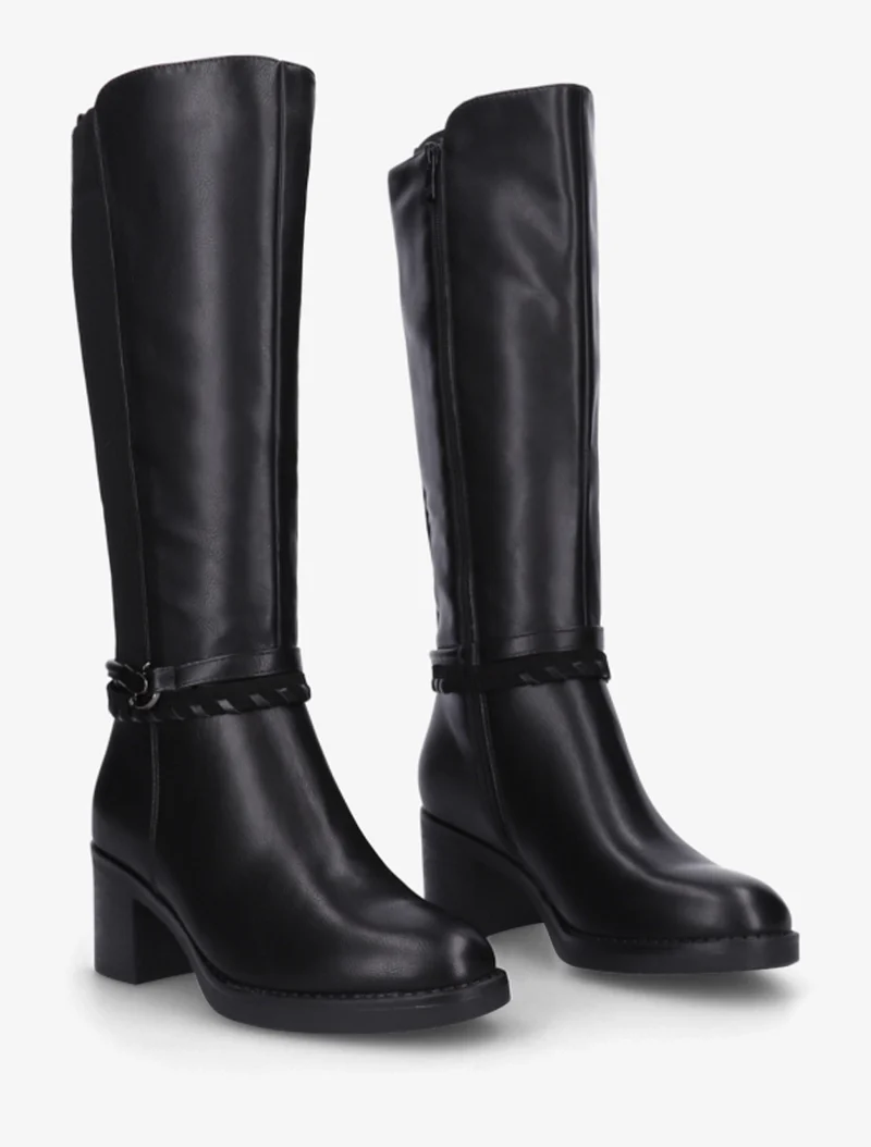 Bottes en simili à sangles fantaisies - Noir