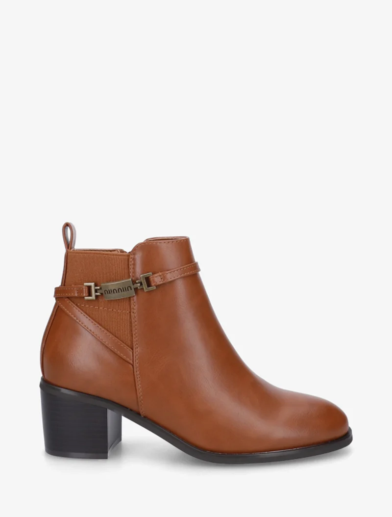 Bottines élastiquées en simili - Camel