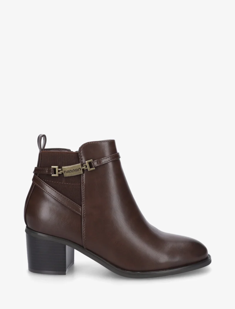 Bottines élastiquées en simili - Marron