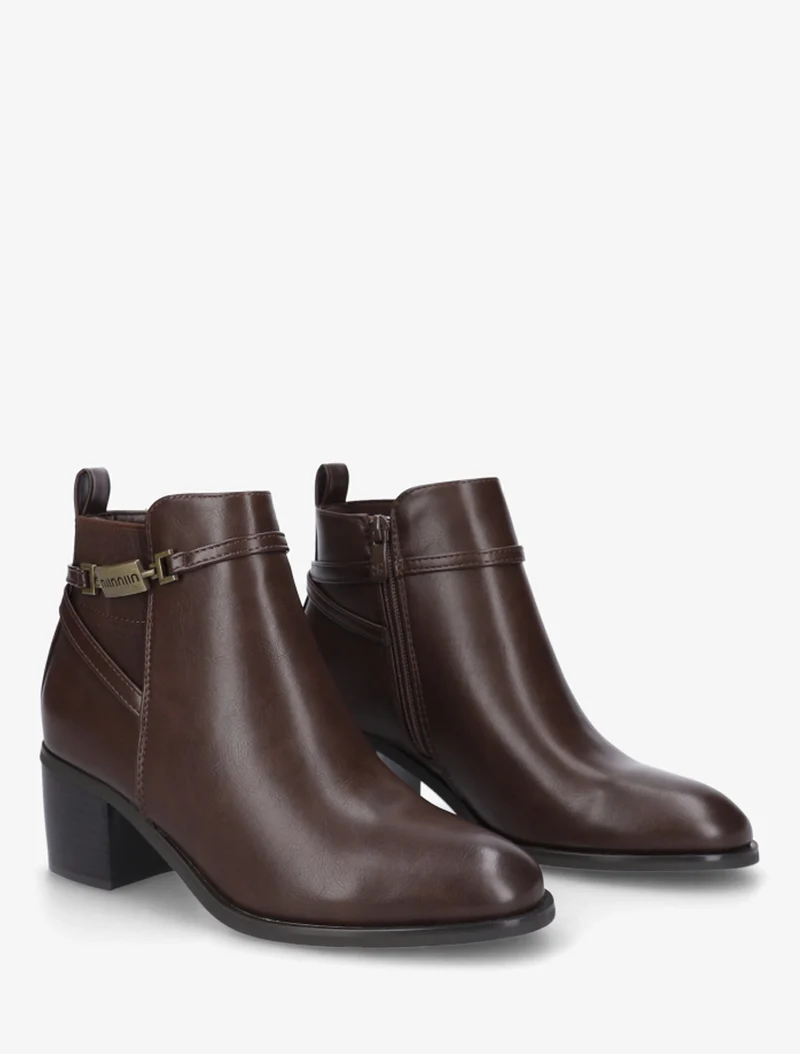 Bottines élastiquées en simili - Marron