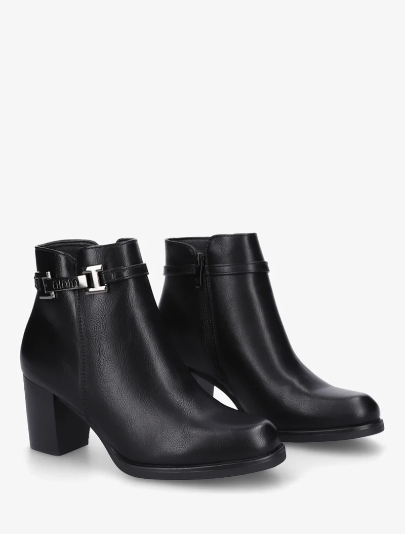 Bottines en simili à sangle décorative - Noir