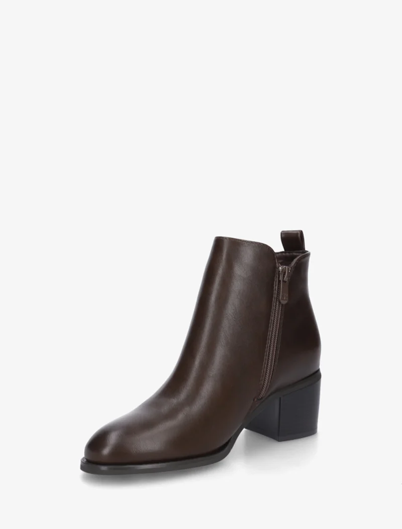 Bottines en simili à zip décoratif - Marron