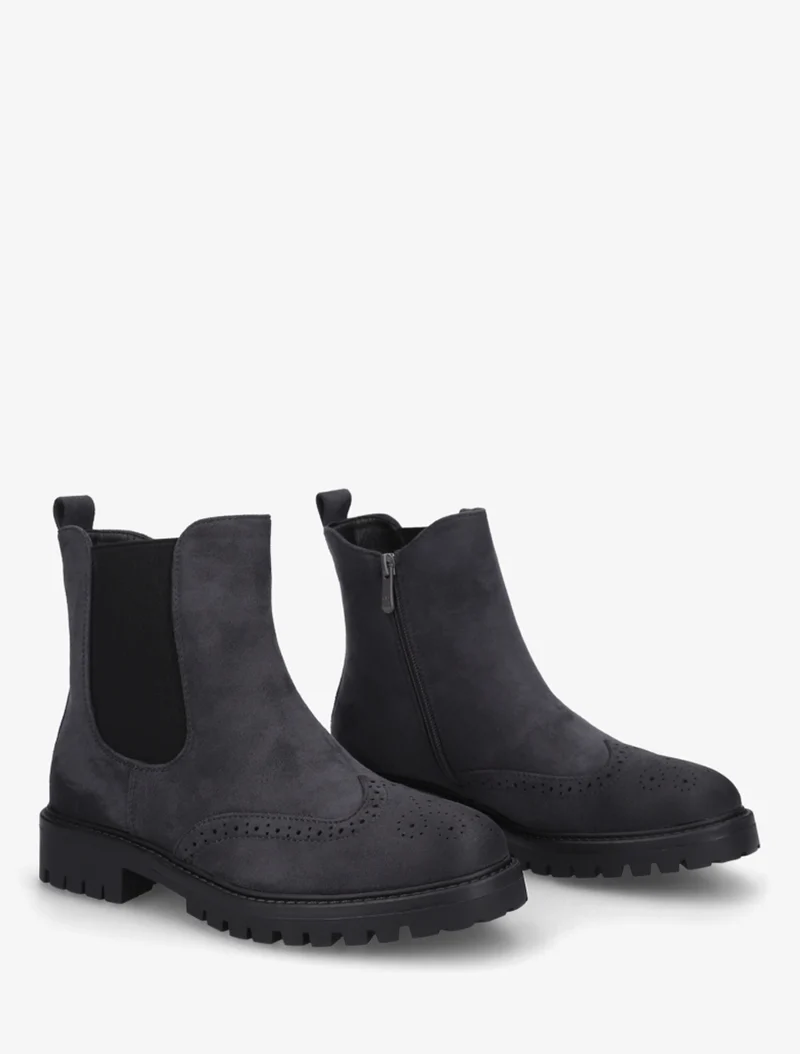 Bottines élastiquées en suédine - Bleu nuit