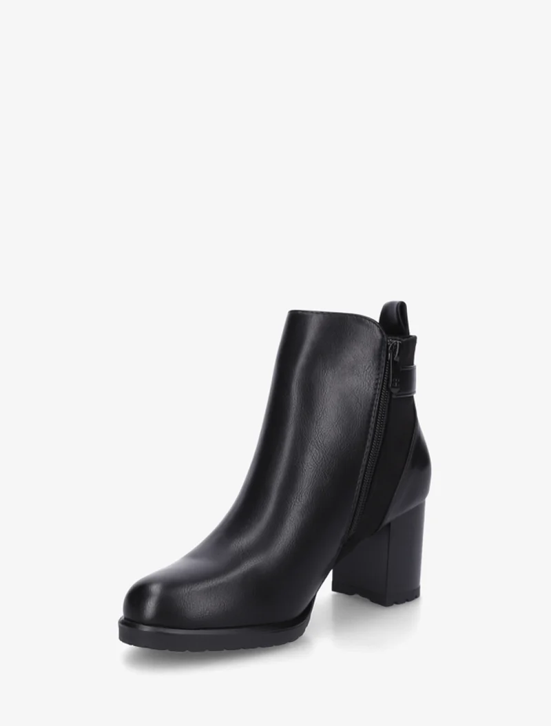Bottines en simili et suédine à boucle métallique - Noir