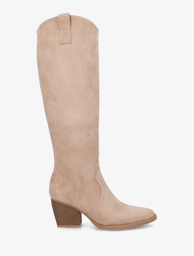 Bottes en suédine à bout pointu - Beige
