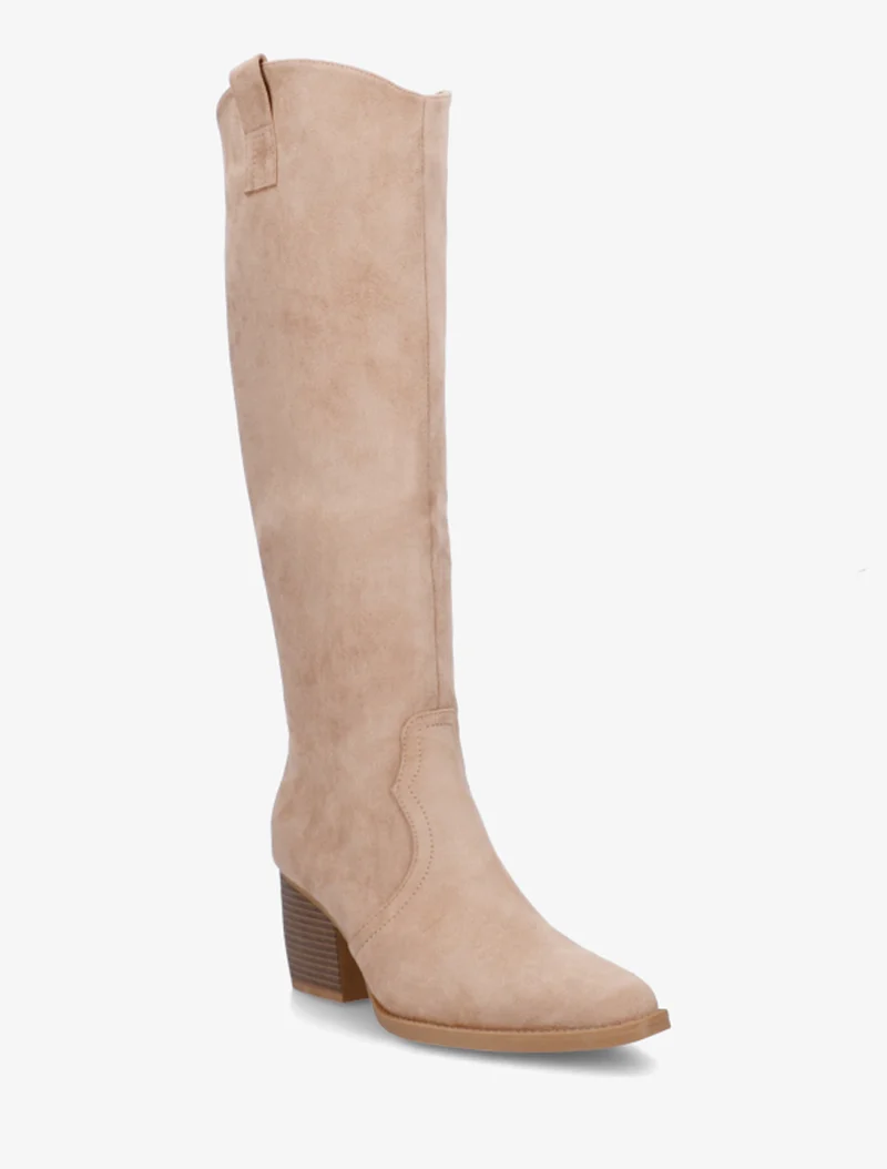 Bottes en suédine à bout pointu - Beige
