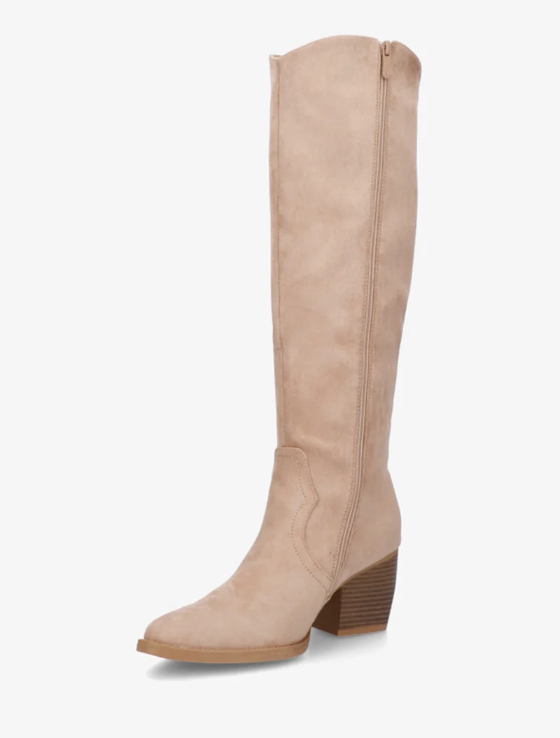 Bottes en suédine à bout pointu - Beige