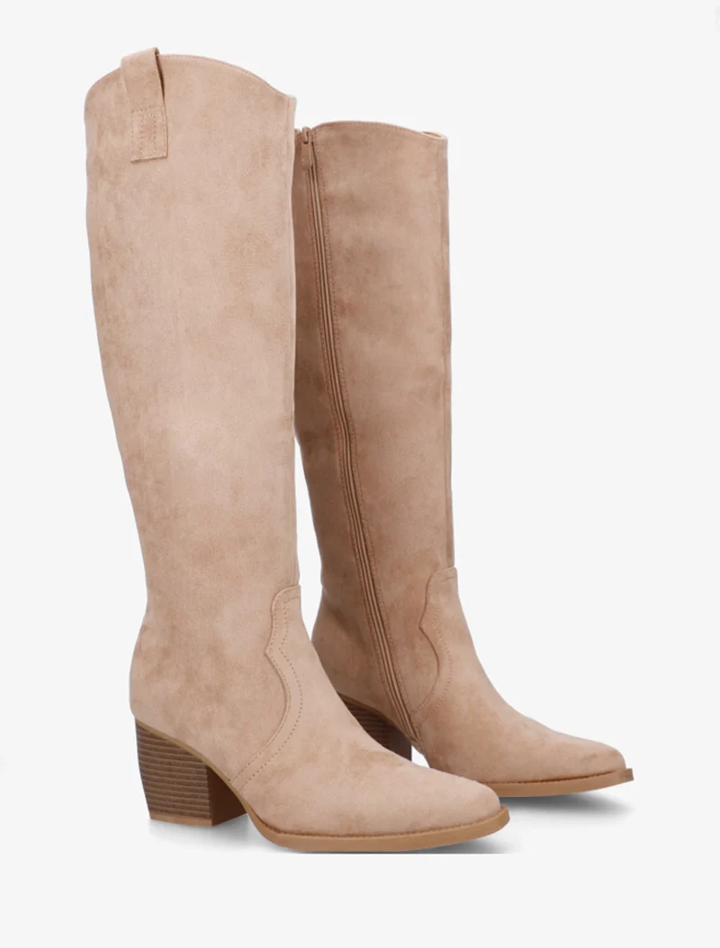 Bottes en suédine à bout pointu - Beige