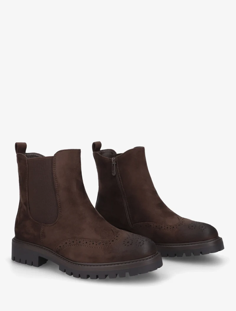 Bottines élastiquées en suédine - Marron