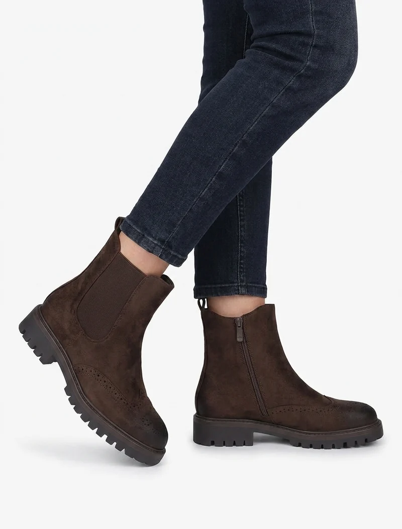 Bottines élastiquées en suédine - Marron