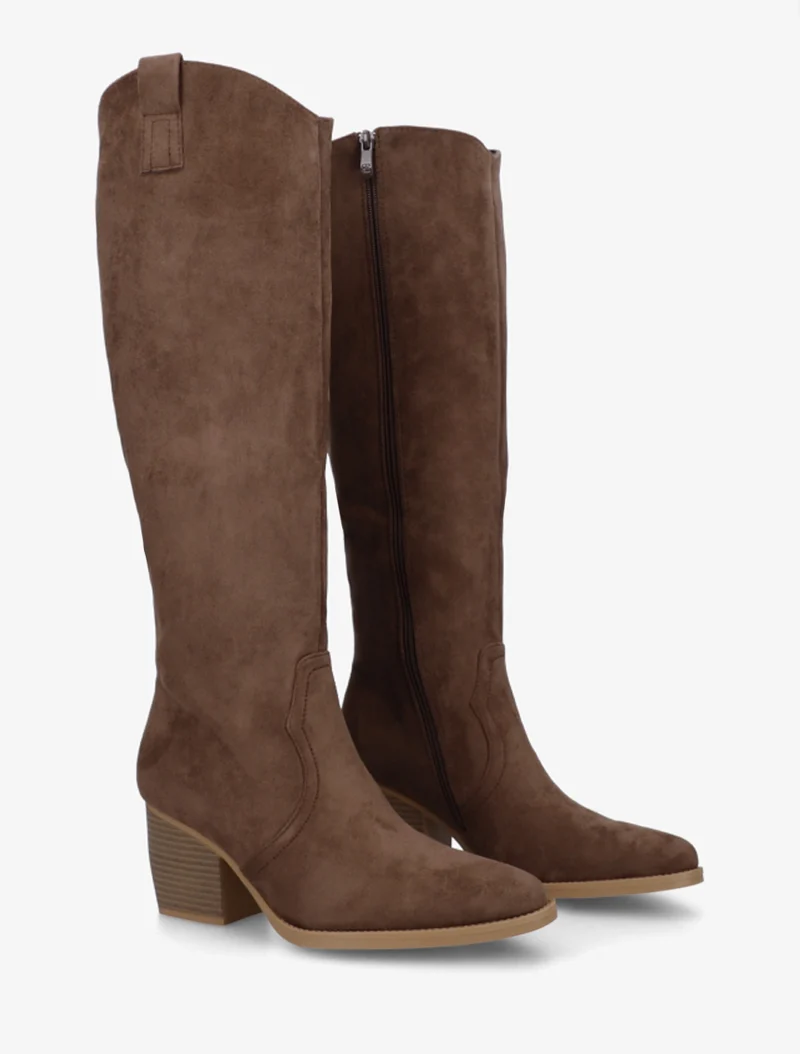 Bottes en suédine à bout pointu - Marron