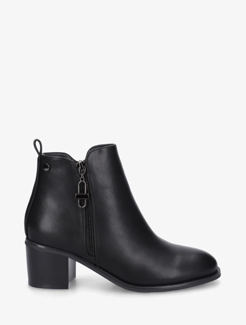 Bottines en simili à zip décoratif - Noir