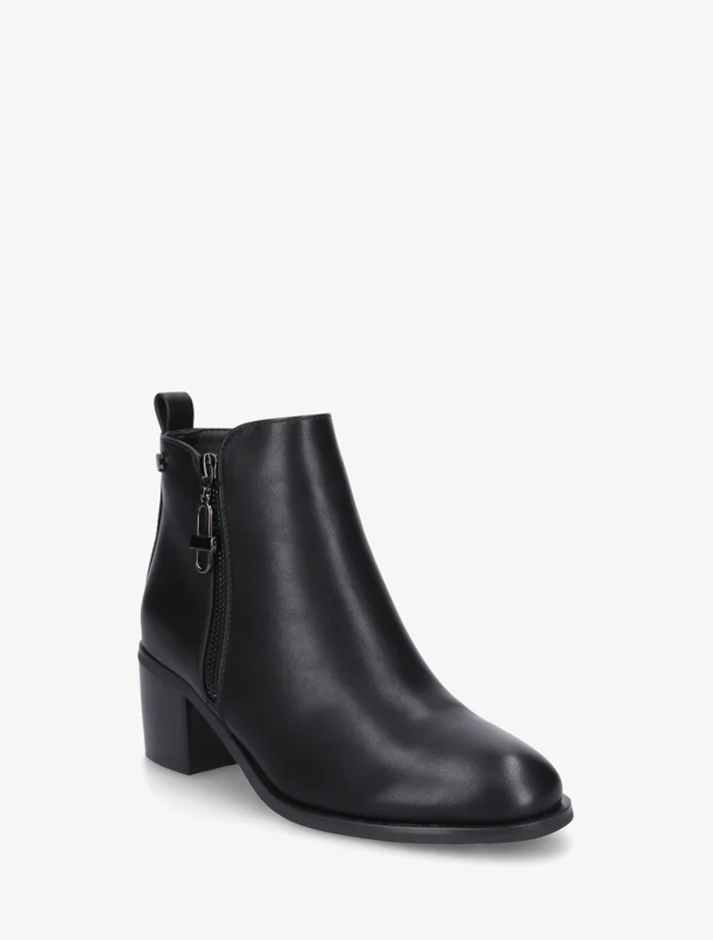 Bottines en simili à zip décoratif - Noir