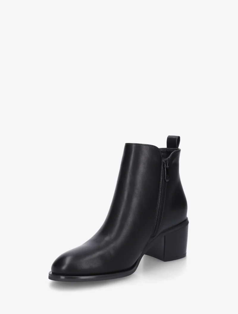 Bottines en simili à zip décoratif - Noir